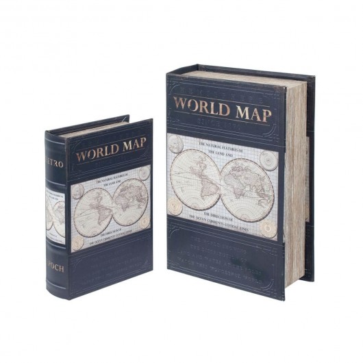 Caja Libro World Map Azul 21cm
