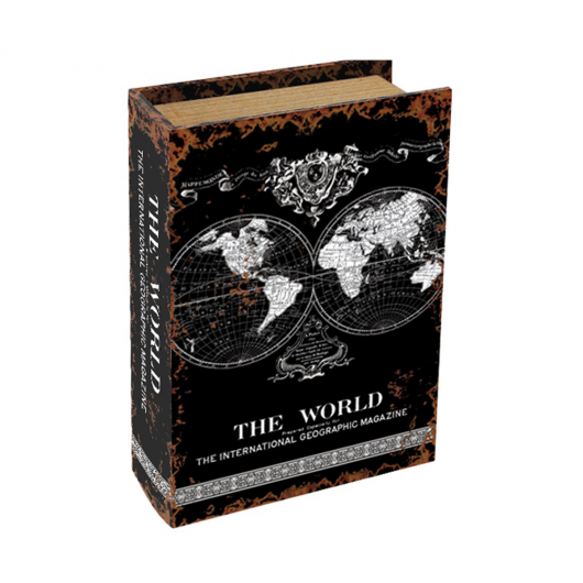 Caja Libro Mundo Negra 23cm