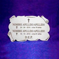 Placa Cementerio Acero - Pergamino 20 x 12,5 cm