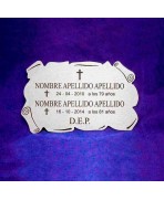 Placa Cementerio Acero - Pergamino 20 x 12,5 cm
