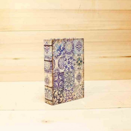 Caja libro azulejos azul 18 cm