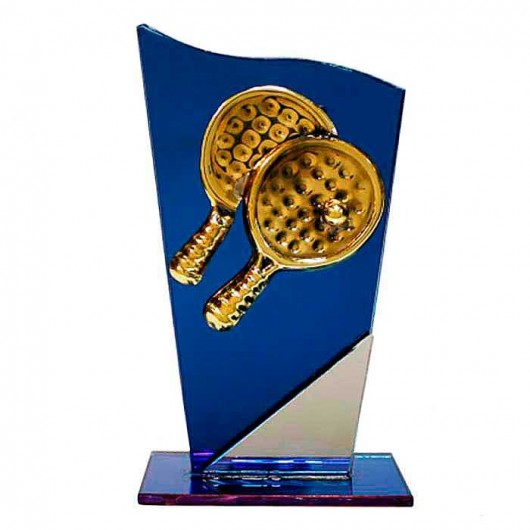 Trofeo Pádel cristal azul y...