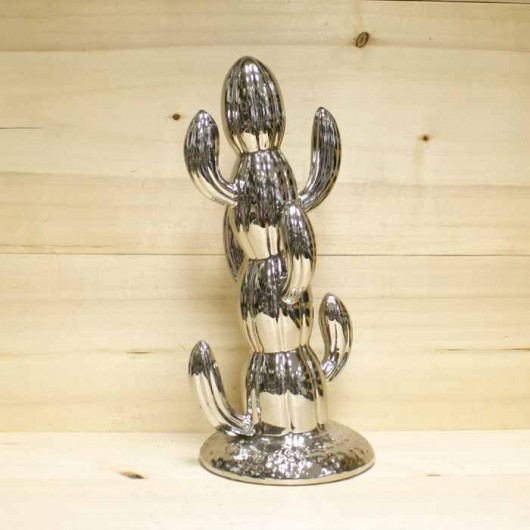 Cactús cerámica plata