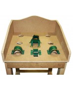 Juego de la Rana “Completo”, de Hierro Fundido, con Mesa de Madera: 1 Rana, 2 Puentes, 1 Molino, 2 sujeciones y 10 fichas.
