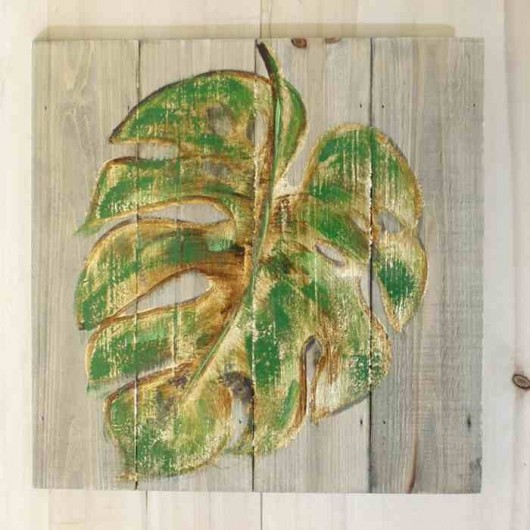 Cuadro madera hoja 40cm