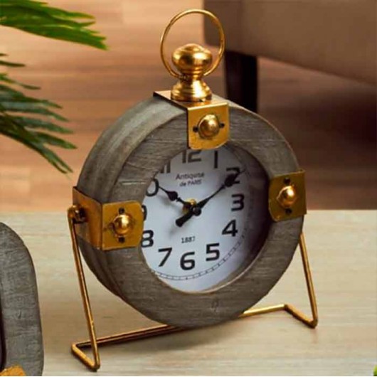 Reloj redondo Gris y Oro 27 cm