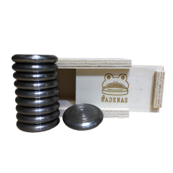 Fichas de Acero - Juego de la Rana con caja de madera